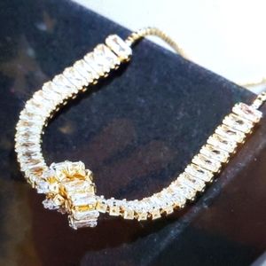 New  14 K Gold Plated Cubic Zirconia Knot Design Bracelet